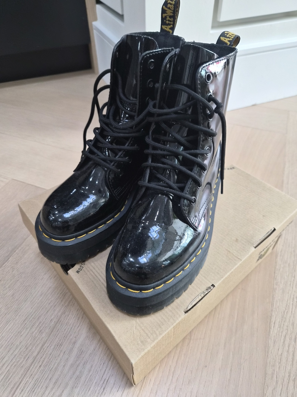 Jadon Dr. Martens Black Patent Lace-Up Platform Boots